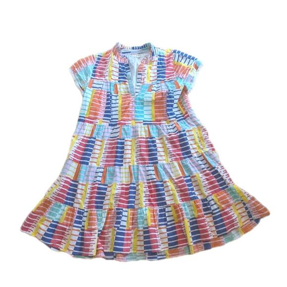 Thml Swing Dress Size M Spring Summer Beachy Colorful Coastal Tropical Cotton - Picture 2 of 8
